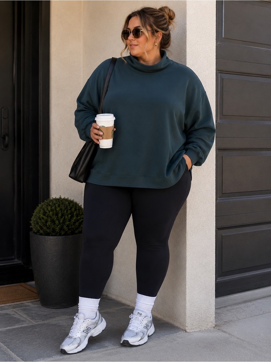 STYLUS Tops - STYLUS Women's Size XXL Deep Teal Pullover Mock Turtleneck Soft Sweatshirt